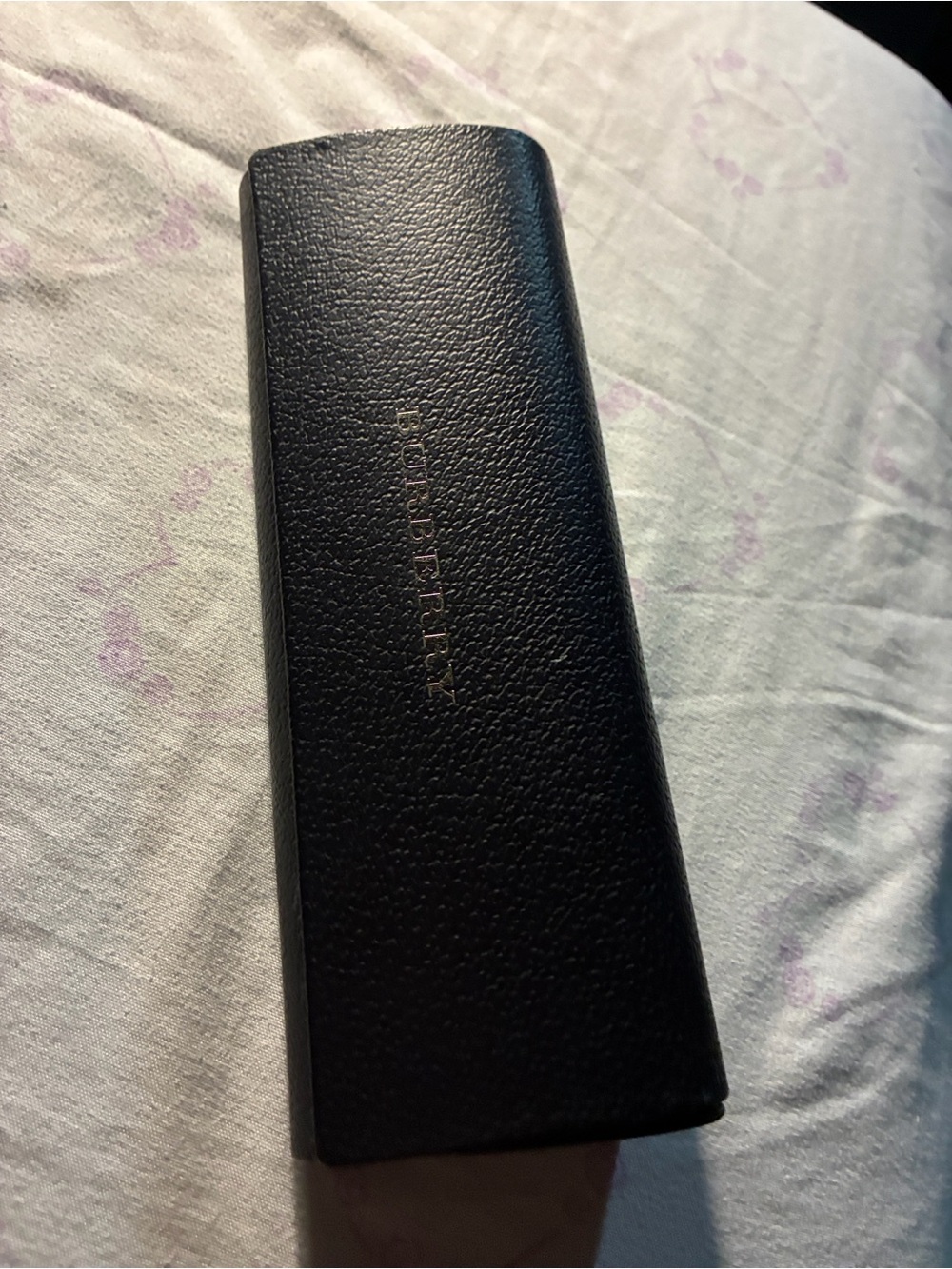 Burberry Black Pebbled Leather Glasses Case